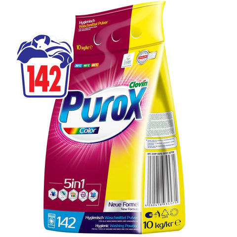 Detergent rufe pudră Purox Color 10kg, profesional, pentru spălătorii HORECA și țesături colorate.