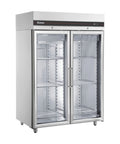 Dulap de refrigerare profesional dublu Inomak cu geam, 1432 litri, pentru expunere și păstrare alimente HORECA.