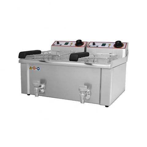 Electric fryer 7+7 liters with drain tap Beckers FBR