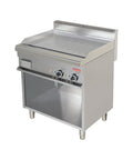Platou electric profesional Arisco, suprafață netedă cromată, cu suport, dimensiuni 800x700 mm.