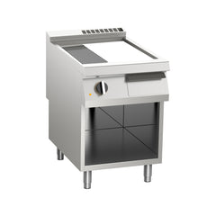 Fry-top pe gaz mediu, platou mixt cromat, pe suport deschis, Linia 700, Silko