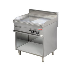 Fry-top pe gaz 800mm, platou cromat-mixt, pe suport deschis, Linia 700, Arisco