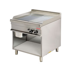 Fry-top pe gaz 850mm, platou cromat-mixt, pe suport deschis, Linia 900, Arisco