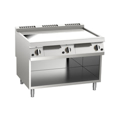Fry-top pe gaz dublu, platou neted cromat, pe suport deschis, Linia 900, Silko