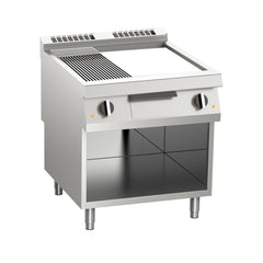 Fry-top pe gaz mare, platou mixt cromat, pe suport deschis, Linia 700, Silko