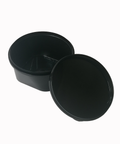 Capac negru din PP pentru boluri de supă de 16oz, ideal pentru servicii take-away și catering.