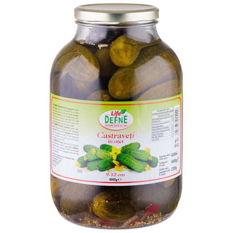 Castraveți în oțet, calibru 9-12 cm, borcan 4000ml