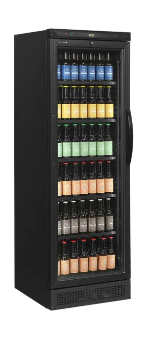 Frigider băuturi Tefcold CEV425 BLACK L/H, ușă cu deschidere pe stânga, 219 l