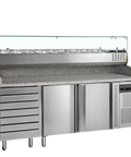 Masă frigorifică pentru pizza cu vitrină de ingrediente Tefcold PT1310 + GVC38-200, 370 l