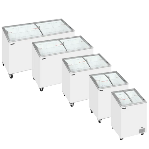 Ladă congelare pentru înghețată cu capace de sticlă Tefcold IC302SCEB, 230 l