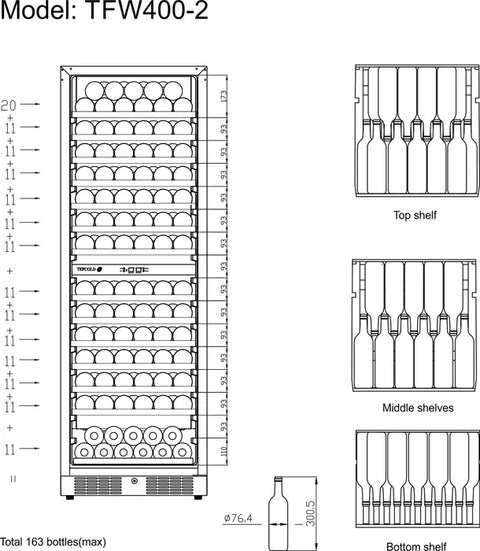 Vitrină de vin Tefcold TFW400-2F, 350 l