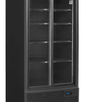 Vitrină frigorifică verticală cu 2 uși și panou luminos Tefcold FSC891S Black, neagră, 462 l