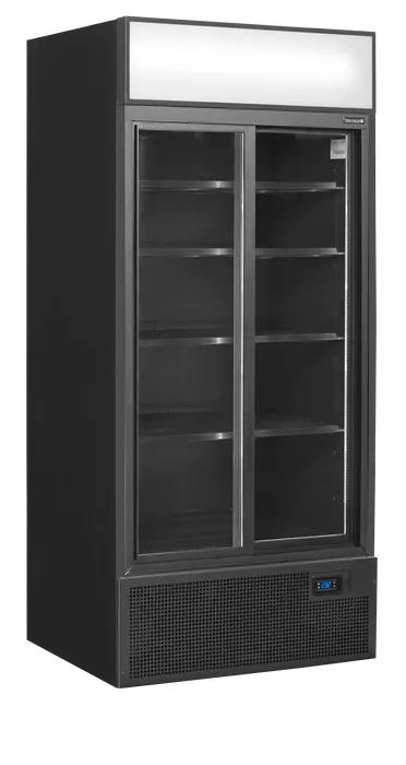 Vitrină frigorifică verticală cu 2 uși și panou luminos Tefcold FSC891S Black, neagră, 462 l