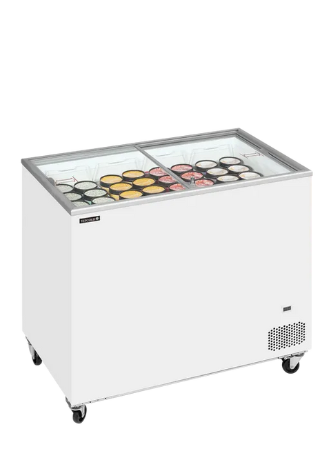 Ladă congelare pentru înghețată cu capace de sticlă Tefcold IC302SC, 255 l