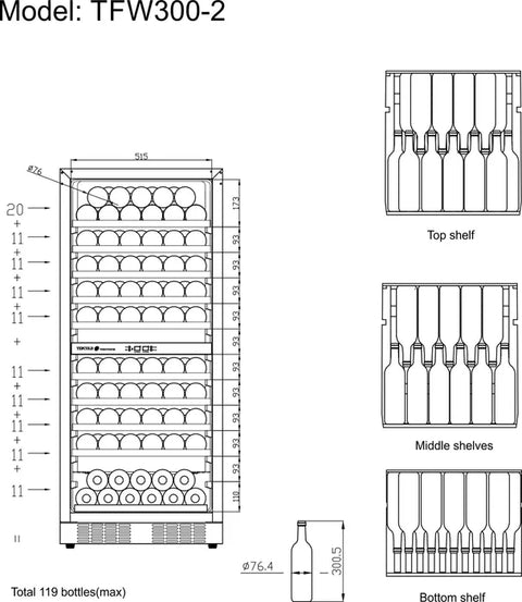 Vitrină de vin Tefcold TFW300-2F, 250 l