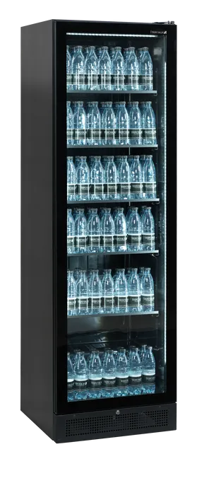 Vitrină frigorifică verticală Tefcold SCU1425 FRAMELESS, neagră, 347 l