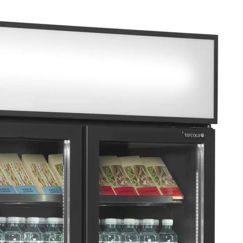 Vitrină frigorifică verticală cu 2 uși și panou luminos Tefcold FSC891H Black, neagră, 535 l