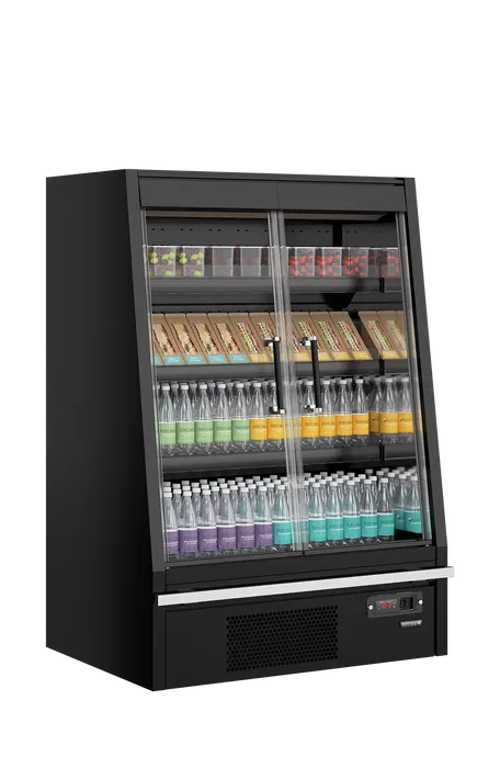 Vitrină frigorifică deschisă (multideck) de supermarket Tefcold Galaxy+ GPL10FGD Black, 270 l
