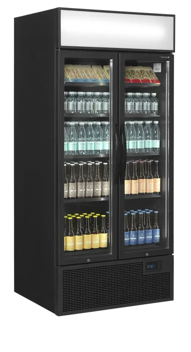 Vitrină frigorifică verticală cu 2 uși și panou luminos Tefcold FSC891H Black, neagră, 535 l