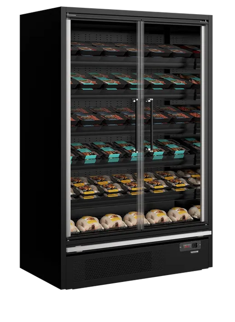 Vitrină frigorifică deschisă (multideck) de supermarket Tefcold Galaxy+ GP14FGD Black, 629 l