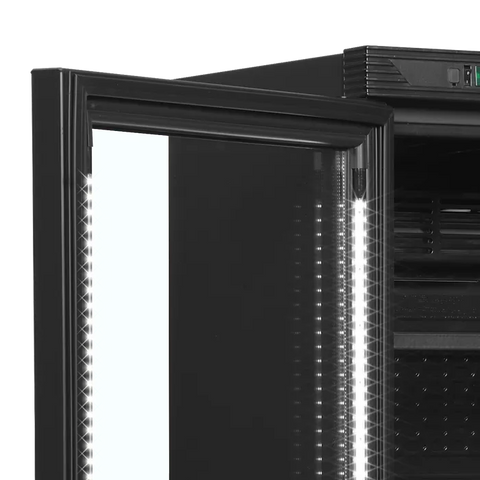 Frigider băuturi Tefcold CEV425 BLACK L/H, ușă cu deschidere pe stânga, 219 l