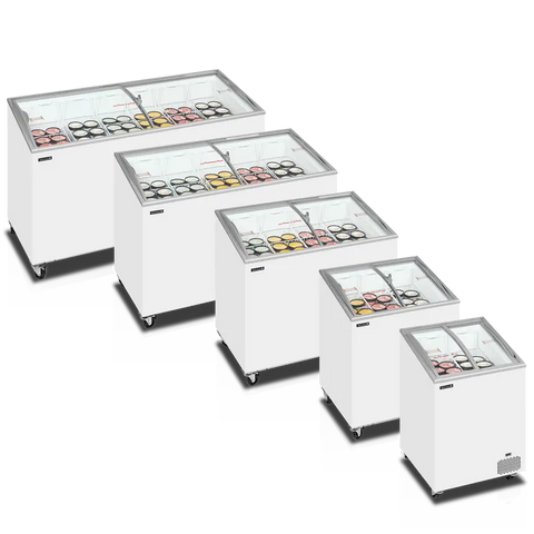 Ladă congelare pentru înghețată cu capace de sticlă Tefcold IC402SCEB, 310 l