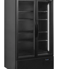Vitrină frigorifică verticală cu 2 uși și panou luminos Tefcold FSC1000H BLACK, neagră, 524 l
