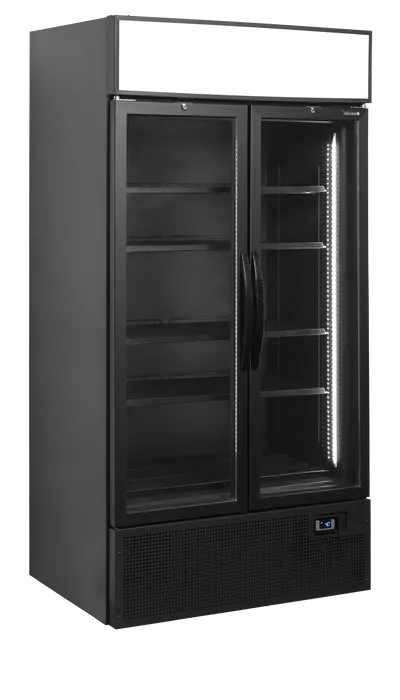 Vitrină frigorifică verticală cu 2 uși și panou luminos Tefcold FSC1000H BLACK, neagră, 524 l