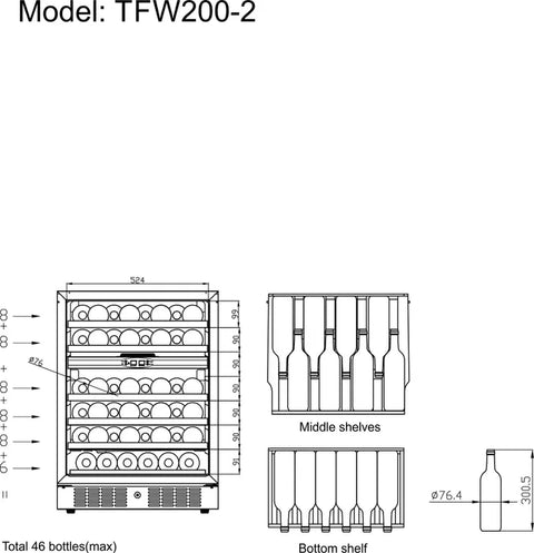 Vitrină de vin Tefcold TFW200-2S, 131 l