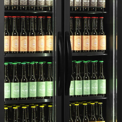 Vitrină frigorifică verticală cu 2 uși și panou luminos Tefcold FSC891H Black, neagră, 535 l