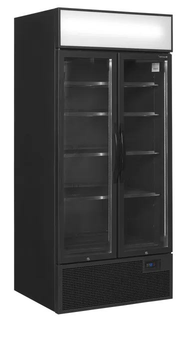 Vitrină frigorifică verticală cu 2 uși și panou luminos Tefcold FSC891H Black, neagră, 535 l