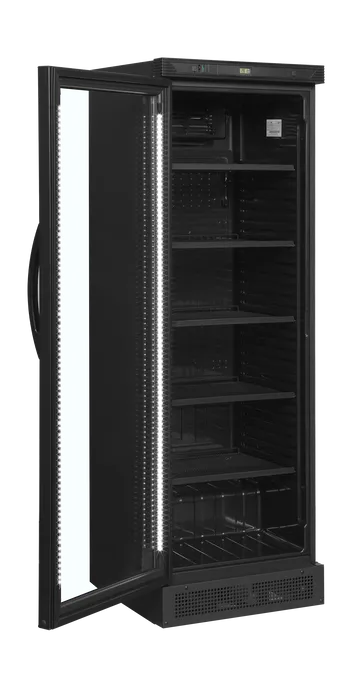 Frigider băuturi Tefcold CEV425 BLACK L/H, ușă cu deschidere pe stânga, 219 l