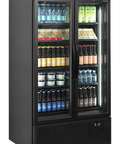 Vitrină frigorifică verticală cu 2 uși și panou luminos Tefcold FSC1000H BLACK, neagră, 524 l