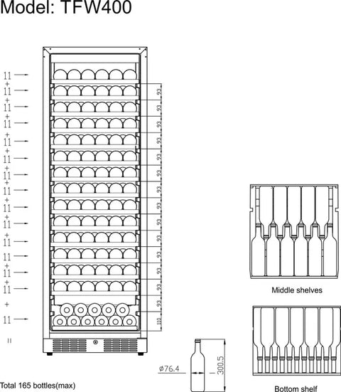 Vitrină de vin Tefcold TFW400-F, 350 l