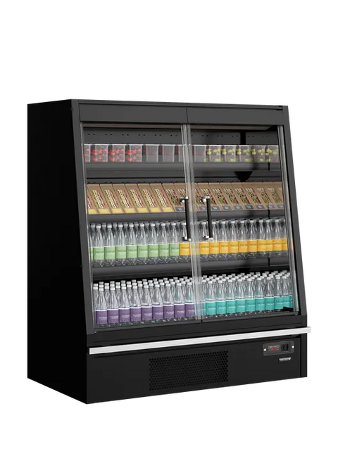 Vitrină frigorifică deschisă (multideck) de supermarket Tefcold Galaxy+ GPL14FGD Black, 360 l