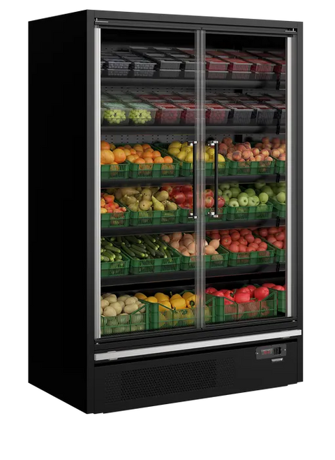 Vitrină frigorifică deschisă (multideck) de supermarket Tefcold Galaxy+ GP14FGD Black, 629 l