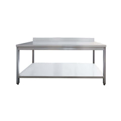 Masă de lucru inox cu poliță și rebord, 1000x600x950, GMATS106A, Bonner