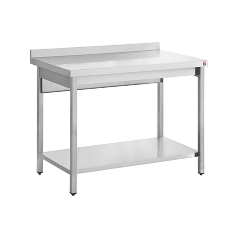 Masă de lucru inox cu poliță și rebord, 1900x700x930mm, Inomak
