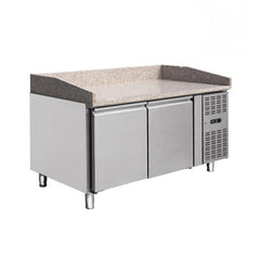 Masă frigorifică pizza, inox, 2 uși și blat granit, GMPZ2600TN, Bonner