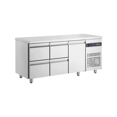 Masă rece cu 1 ușă, 4 sertare GN1/2, agregat lateral, finisaj inox, Linia 700, Inomak