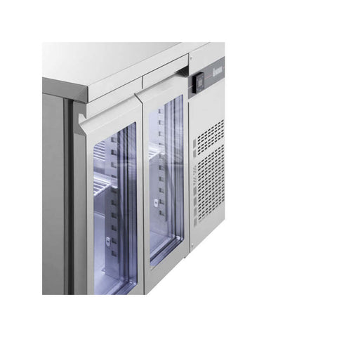 Masă rece cu 3 uși din sticlă, agregat lateral, finisaj inox, Linia 700, Inomak
