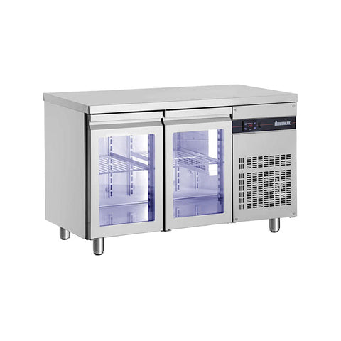 Masă rece cu 2 uși din sticlă, agregat lateral, finisaj inox, Linia 600, Inomak