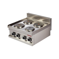 Mașină de gătit electrică de banc, 4 plite, Linia 600, Arisco