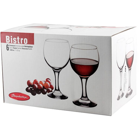 Pahar vin Pasabahce Bistro, 225 ml, sticlă transparentă, set 6 bucăți