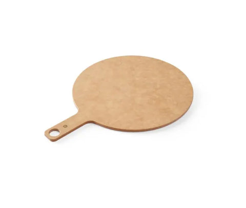 Planșetă rotundă din lemn cu mâner pentru pizza, diametru 38cm, ideală pentru servire și preparare.