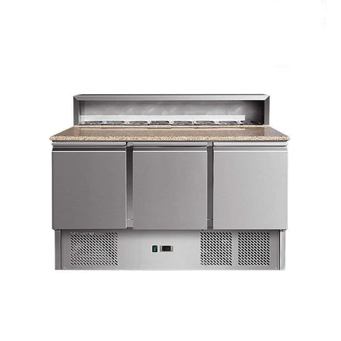 Saladetă cu blat granit, suprastructură inox, 3 uși, GMPS903, Bonner