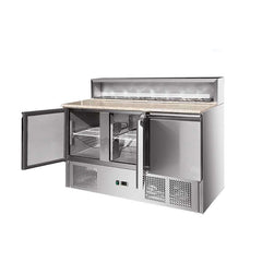 Saladetă cu blat granit, suprastructură inox, 3 uși, GMPS903, Bonner
