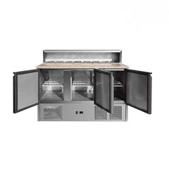 Saladetă cu blat granit, suprastructură inox, 3 uși, GMPS903, Bonner