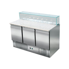 Saladetă cu blat granit, suprastructură sticlă, 3 uși, GMPS903G, Bonner