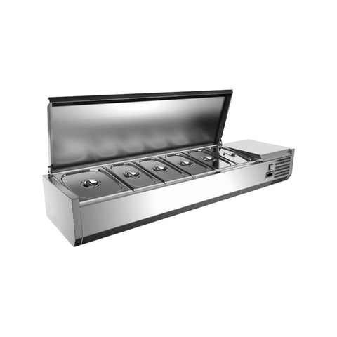 Vitrină ingrediente pizza cu capac 6 GN 1/3, 1400mm, Bonner